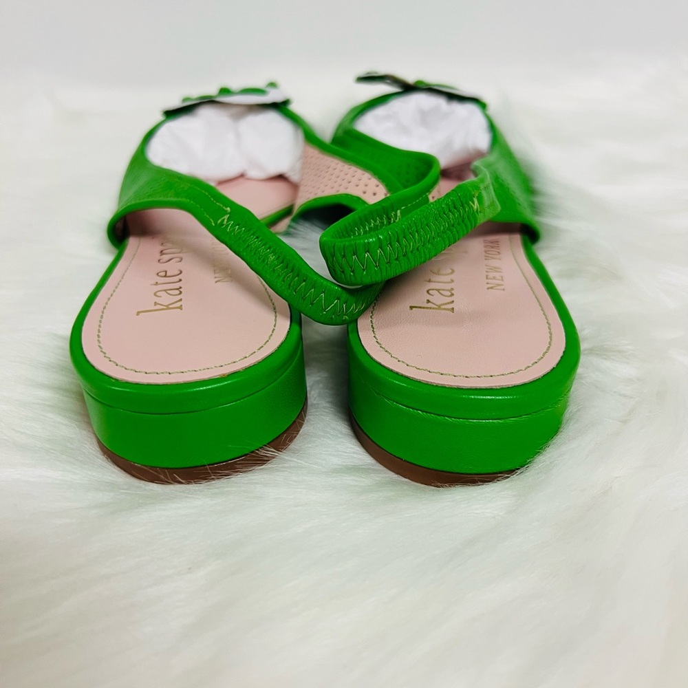 Kate Spade Veronica Perforated Leather Slingback Mules In Green NWOB - Picture 4 of 12